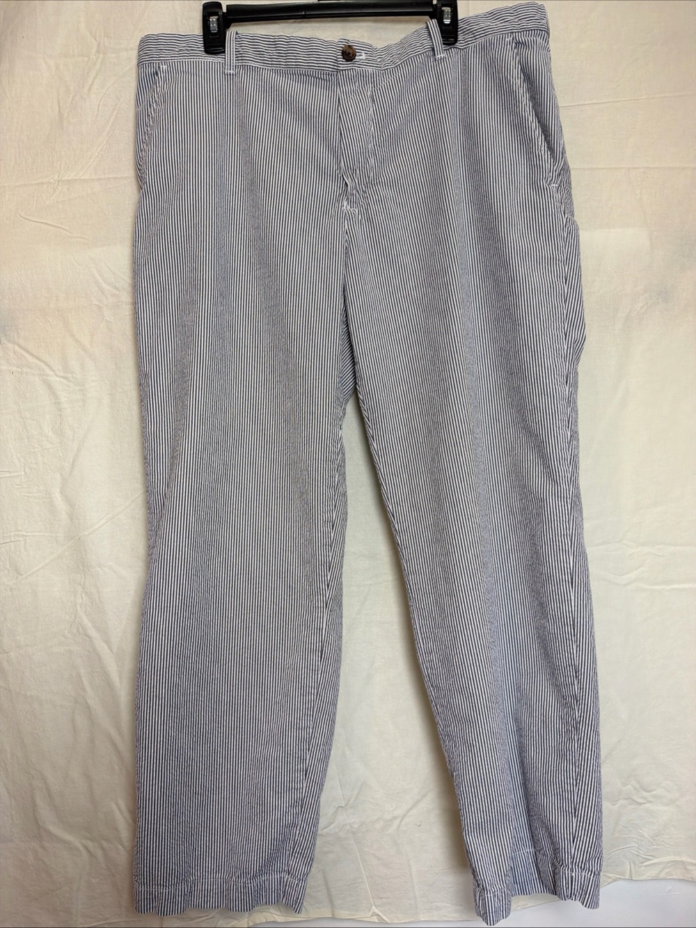 IZOD Men’s Blue White Striped Seersucker Pants Straight Leg Flat Front
